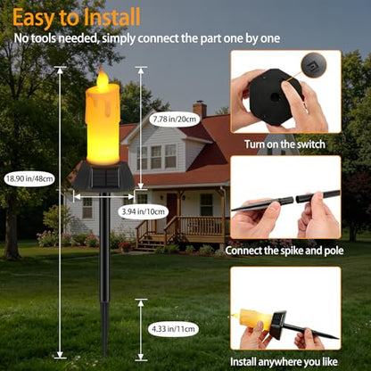 Flameless Grave Candles for Cemetery, Memorial Remembrance Climbing Flame Candles, Solar Powered Waterproof Outdoor Plastic Pillars for Garden Yard Pathway (4 Pack) - size: 4 Pack