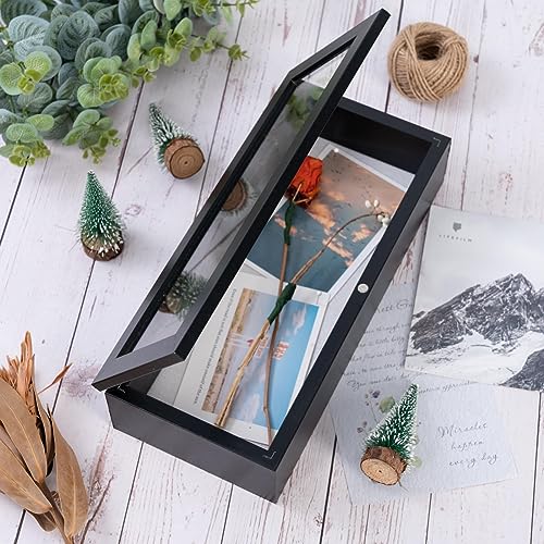 Muzilife 12.5x5 Shadow Box Wood Picture Frame, 2.16 Deep, Real Glass, Black - color: Black, size: 12.5x5