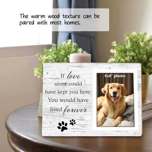 Dog Memorial Picture Frame, Pet Sentiment Memorial Gifts for Loss of Dog, Pet Picture Frames Memorial, If Love Could Have Kept You Here You Would Have Lived Foreve, 4x6 Photo12P92
