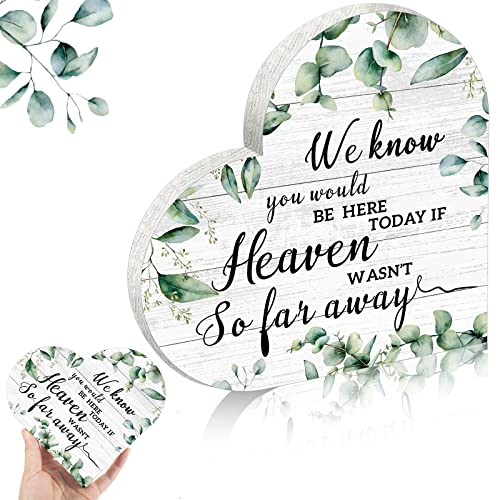 In Loving Memorial Wedding Sign Wooden Heart Heaven Table,White Backing | In Loving Memory Sympathy Gift, Rustic Eucalyptus Decor for Remembrance Ceremony, Freestanding Tabletop Heaven Quote - color: White Backing