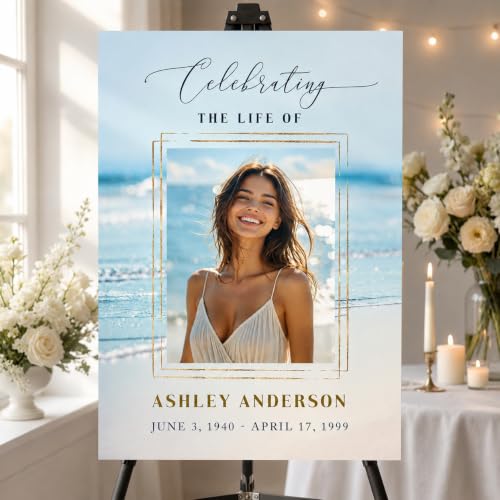 Custom Ocean Celebration of Life Welcome Sign with Photo Memorial Funeral - color: Sign 10