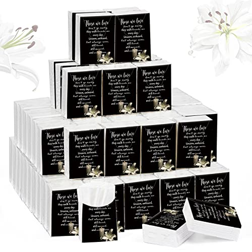 100 Packs Funeral Facial Tissues Memorial Keepsake Pocket Tissue Those We Love Don't Go Away Inspirational Poem Tissue 3 Ply Napkin Packs Funeral Favor for Guests Family Relative, 700 Sheets(Black) - color: Black