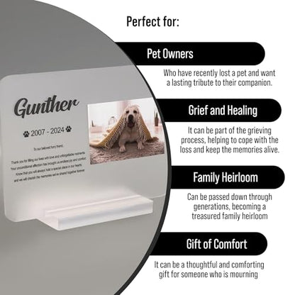 PAWNIMALS Personalized Pet Memorial Plaque Portrait, Custom Dog Remembrance Gifts for Loss, Cat Sympathy Night Lights, in Memory of Dog Passing Away Sign, Cat Rainbow Bridge Photo Frame (Standard) - style: Standard