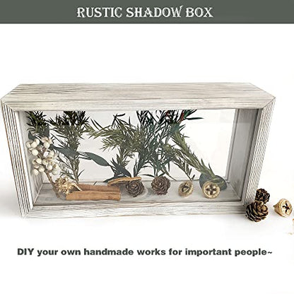 Shadow Photo Frame,Wooden Double-Sided High-Definition Plexiglass Storage Box, DIY Display Box, Suitable for Dried Flowers, Specimens, Handicrafts, Baby Souvenirs and Photos (Rustic White) - color: Rustic White