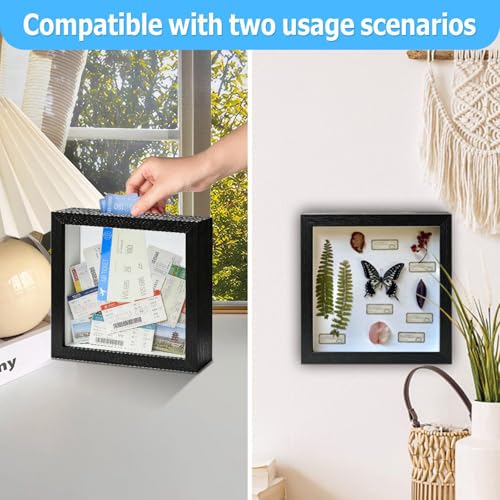 5x5 Shadow Box Frame, Suitable for Storing Various Bills and Souvenirs | Multi-functional，HD Glass Wooden Hollow Photo Frame, Shadow Box with Top Slot ，Dual-purpose for Hanging and Displaying - size: 5X5 1 Pack