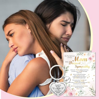HOWAF On The Sad Loss of Your Mom Sympathy Card with Memorial Keyring, Thinking of You condolences card for Memorial Gift, Sympathy Gifts Loss of Mom