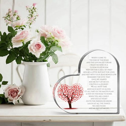 Remembrance Gifts, Sympathy Gifts, Funeral in Memory of Loved One, Heart Shaped Acrylic Decor Sign, Grieving Gift with Sympathy Condolence, Bereavement Condolence Gifts - style: 013