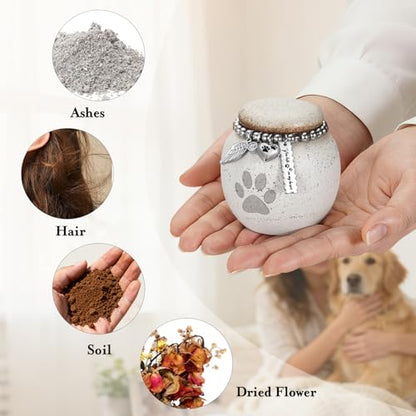 abooxiu Pet Urn for Dogs Cats 2.76 Inch Small Urn for Pet Ashes Cremation Keepsake Urns Ceramic Mini Urns for Ashes Pet Memorial Sympathy Gifts for Loss of Pets Dog Urns Cat Urns