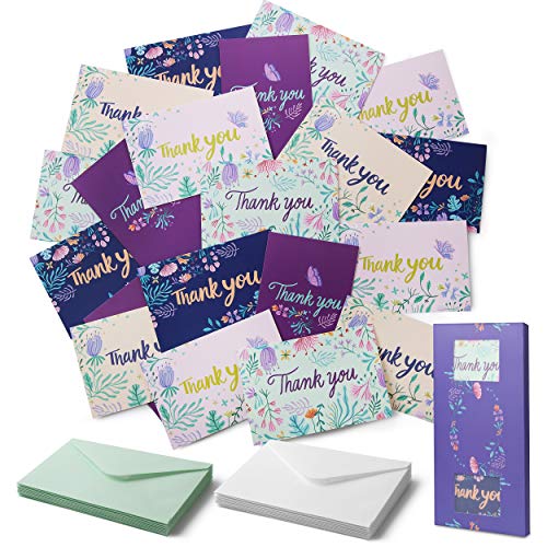 Mr. Pen- Thank You Cards with Envelopes, 20 Pack, 5 Design | Thank You Note Blank Inside, Thank Cards with Envelopes - color: Greenery Purple Design
