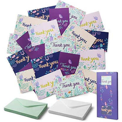 Mr. Pen- Thank You Cards with Envelopes, 20 Pack, 5 Design | Thank You Note Blank Inside, Thank Cards with Envelopes - color: Greenery Purple Design