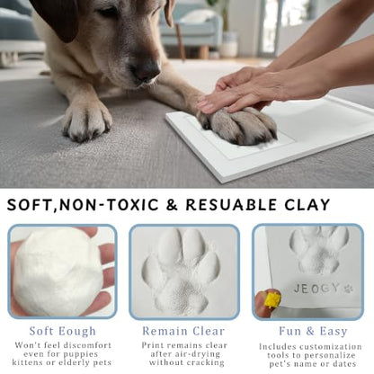 MYPAWLETS Dog Cat Paw Print Kit,Ink&Clay Pawprints Keepsake Frame (Black) - color: Black