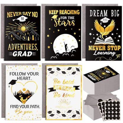 Eaasty 50 Set Inspirational Graduation Greeting Cards with Envelope Sticker - style: Inspirational Graduation