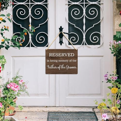 Ryeolo Reserved Row Signs for Wedding, This Row is Reserved Wood Hanging Signs, Reserved Seating Signs, Wedding Reserved Signs for Chairs, 10.2x7.8 Inches (Father of the groom) - color: Father of the groom