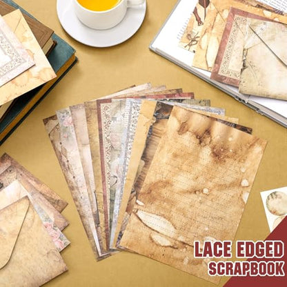 TaoBary 160 Pcs Lace Edged Scrapbook Stationery Paper and Envelopes Set - size: 5.5 x 8.25 Inch, style: Lace Edged Scrapbook