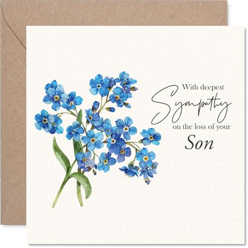 Stuff4 Sympathy Card, Deep Sympathy Loss of Your Son | Bereavement Card for Dad Mom, 5.7 x 5.7 Inch Step Son Step Child Mournful Greeting Cards - color: Son