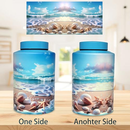 Large Cremation Urns for Human Ashes, for Adult Female & Male | 220 lbs Capacity, Stainless Steel Material, Sealing Well & Durable & Waterproof, Funeral Ash Keepsake, Ocean Heaven Pattern