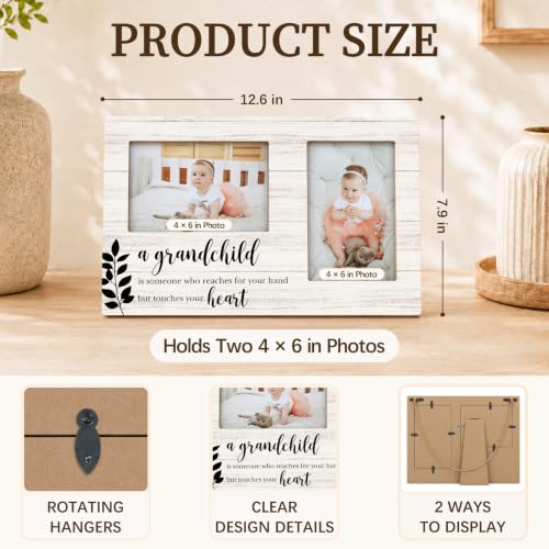 Grandchild Double Picture Frame 4x6, Grandparents Two Photo Frame - color: color-10