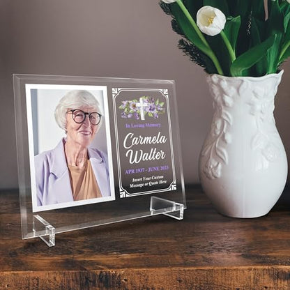 Basic Fundamentals 11.75"x9.75" Custom Glass Picture Frame for 5x7 Photo, Personalized Memorial Picture Frame, In Loving Memory Picture Frame and Celebration of Life Decorations (Design 2)