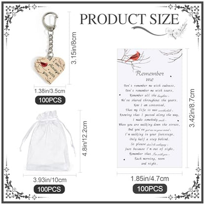 100 Sets Celebration of Life Decorations with Wooden Pocket Hug Keychains