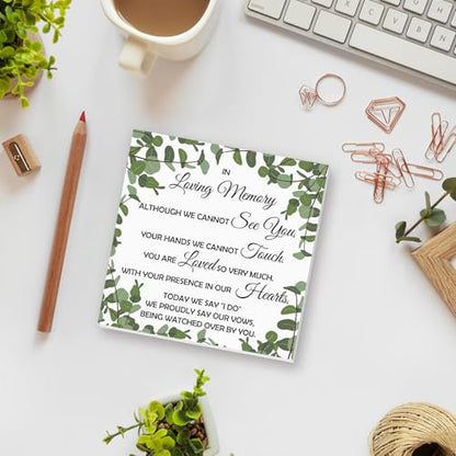 Wedding Memorial Sign Wooden Desk Decor Loving Memory Sign for Marriage Ceremony and Reception 5x5 Inch Wooden Plaque for Wedding Party Dinner Table Decoration