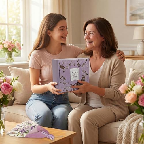 Self Care Gift Basket for Mom with Flannel Blanket, Cup, Socks, Eye Mask, Shower Cap, Get Well Soon Care Package for Women Mom Wife Girlfriend Sister (Purple) - color: Purple