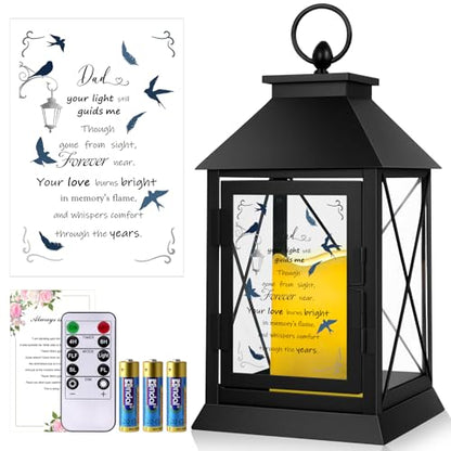 Memorial Candle Lantern with Flickering LED Candle and Remote Control Bereavement Sympathy Gifts in Memory for Loss of Dad Remembrance Gift (Dad) - color: Dad