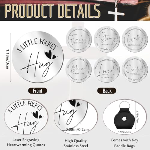 6 Pcs Pocket Hug Token Keychain Christian Gift Long Distance Relationship Keepsake for Women Men Patients(Words Style) - style: Words Style