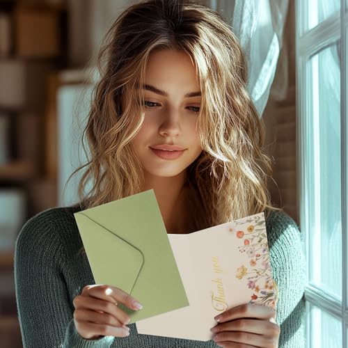 Thboxes 50 Pack Thank You Cards with Envelopes, Teacher Thank You Card Bulk - style: Flowers