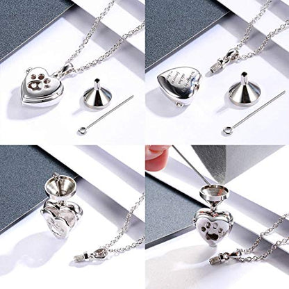 925 Sterling Silver Cremation Jewelry for Pet Ash Urn Necklace for Dog Cat | Memorial Ash Pendant Women Remembrance Keepsake Gift for Loss of Loved Furry Friend - style: pet urn locket necklace