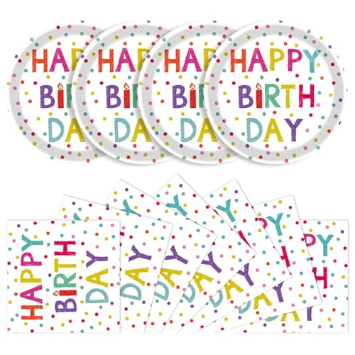 40 Pcs Birthday Plates and Napkins Set, Large 9 Inch Party Plates - color: Birthday