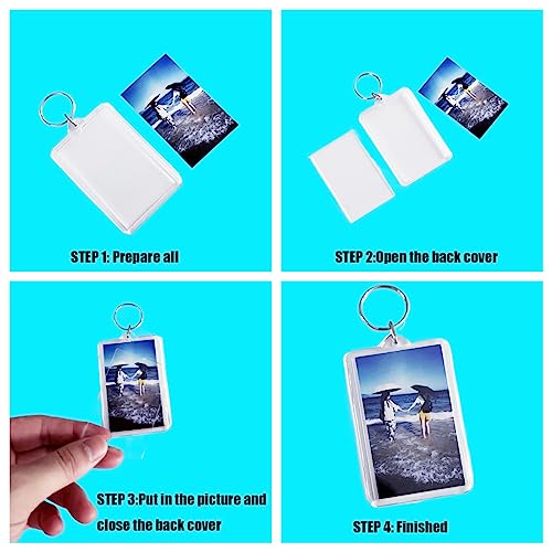 10 PCS Acrylic Keychain Blanks Photocard Holder Keychain Acrylic Blank Photo Picture Frame Keychain Holder for DIY