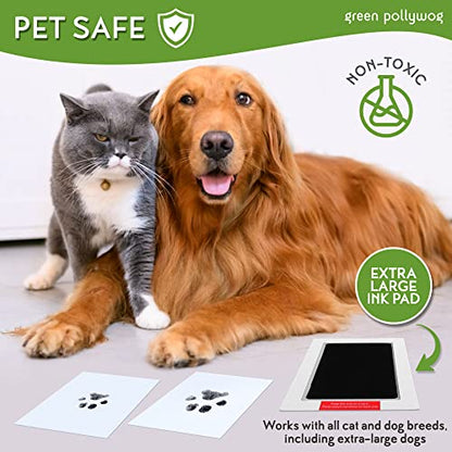 Green Pollywog Paw Print Hinged Photo Frame with Ink Pad Kit - size: Hinged Paw Print Kit