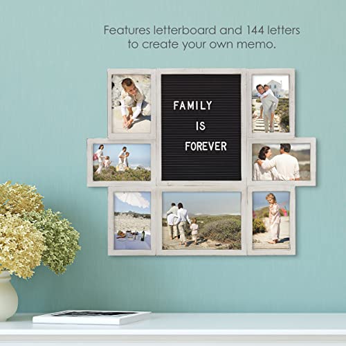 MELANNCO Customizable Letterboard 7-Opening Photo Collage, 22 x 18 inch, Distressed White - color: Distressed White, size: 22x18 - 7 Opening