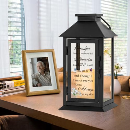 Memorial Lantern for Grandpa Remembrance Sympathy Gifts with LED Candle - color: Grandpa