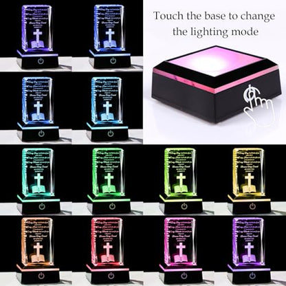 Movdyka 3D Crystal Christian Gifts for Women Men Inspirational Bible Verse | Religious Keepsake with Colorful LED Night Light Encouragement Spiritual Gifts for Women on Birthday Christmas - color: Bible Verse（Every Day）