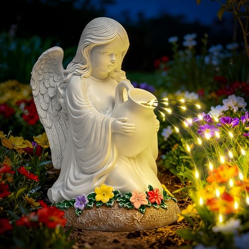 GIGALUMI Angel Statue Solar Garden Yard Decor Outdoor Gifts for Women | Angel Holding Waterpot, Solar Decor Gifts for Women Mom Grandma, Outdoor Figurine for Yard Patio Balcony Porch Lawn Ornament
