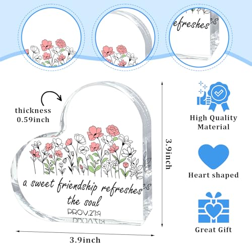 Friend Gifts for Women,Inspirational Heart Acrylic Gift for Women,Best Friend,Soul Sister,Christian Birthday,Friendship Day Valentine's Present,A Sweet Friendship Refreshes The Soul - color: soul