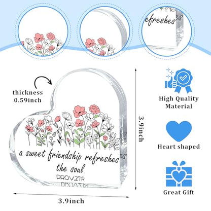 Friend Gifts for Women,Inspirational Heart Acrylic Gift for Women,Best Friend,Soul Sister,Christian Birthday,Friendship Day Valentine's Present,A Sweet Friendship Refreshes The Soul - color: soul