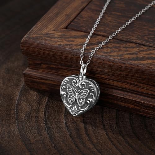 Flower Cute Animal Sterling Silver Pendant Urn Ashes Necklace for Women BF0709 - color: Heart *Butterfly 1
