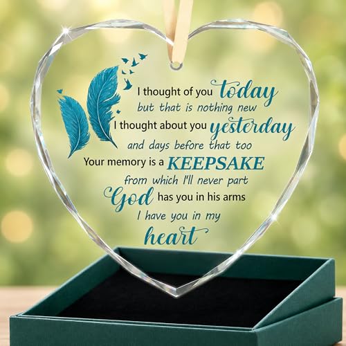 Sympathy Gifts, Memorial Comfort Gift for Loss of Loved One, Condolence, Remembrance, Bereavement, Comfort Gift for Loss of Mother Father Friend or Pet, in Loving Memory Decor Heart Glass Ornament - style: Heart-Today