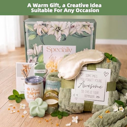 Get Well Soon Gift Baskets for Women,Self Care Gift Package Box, Birthday,Spa & Sympathy Care Package Gifts Set for Mom, Wife, Girlfriend, Sister & Friends - color: Green