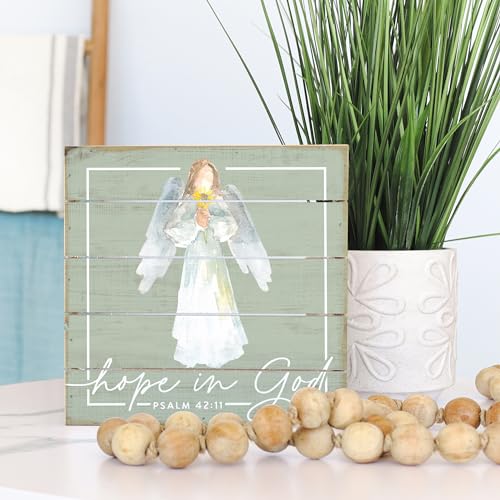 Simply Said, INC Perfect Pallet Petites Celebration of Life Sign, Hope In God Angel, 8 inch Wood Decor, Made in USA, PET26238 - color: Hope In God Angel