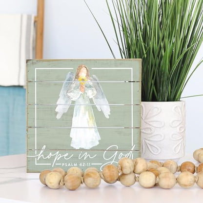 Simply Said, INC Perfect Pallet Petites Celebration of Life Sign, Hope In God Angel, 8 inch Wood Decor, Made in USA, PET26238 - color: Hope In God Angel