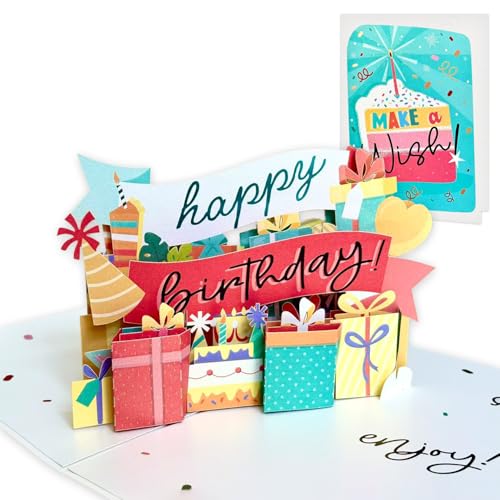 3D Pop Up Birthday Card, Colorful Happy Birthday Greeting Card with Gift Box & Party Banner Design, Unique 3D Birthday Card for Women, Men, Kids, Friends & Family - Ideal for Birthday Celebrations & Party Favors