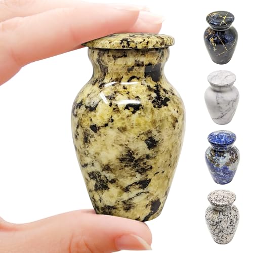 Small Keepsake Urn for Human Ashes 3 Inch – Elegant Marble Finish – Mini Cremation Urn for Sharing – Aluminum Memorial with Secure Lid, Velvet Bag and Funnel Included - Yellow Marble Finish - color: 1 Caroline Summer