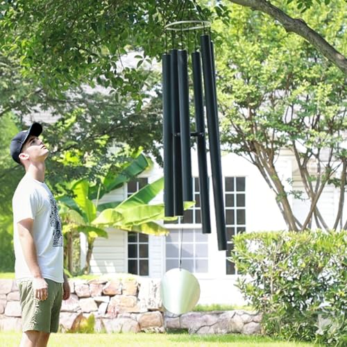 ASTARIN 90 Inch Wind Chimes for Outside with Precision Tuned | Extra Large Handcrafted Wind Chimes Outdoor Bass Tone for Patio, Backyard, Garden, and Outdoor Decor,Black - size: 90“-Black