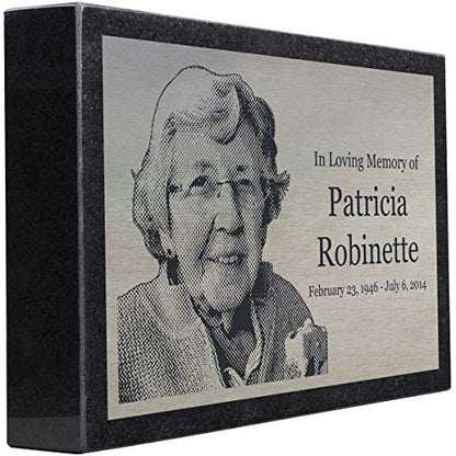 PlaqueMaker Stainless Steel and Granite Memorial Headstone - Markers for Lost Family Members, Infants, Loved Ones, Friends, Dogs, Cats, and Other Family Pets. (12 x 8 x 2) - size: 12 x 8 x 2"