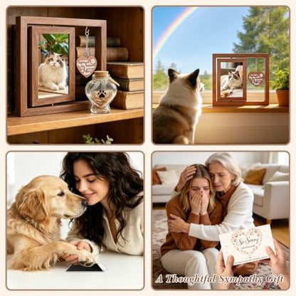 Dog Memorial Gifts for Loss of Dog with 4x6 Rotating Photo Frame Fur Keepsake Jar Paw Print Kit Pet Memorial Gifts for Dogs Pet Bereavement Remembrance Sympathy Gift Keepsake Passing Away Memorial