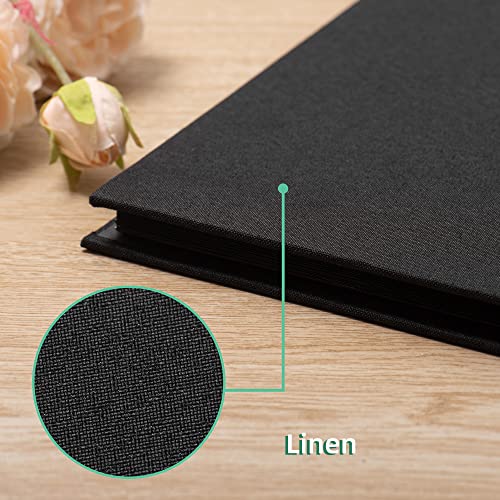 Photo Album Self Adhesive Scrapbook 3x5 4x6 5x7 6x8 Magnetic Album DIY Scrap Book 11x10.6 Inch 40 Black Sticky Pages Linen Cover DIY Photo Album(Black) - color: Black - Black Pages, size: 11"x10.8" 40 Pages