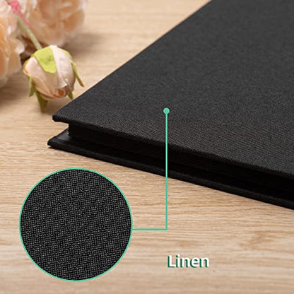 Photo Album Self Adhesive Scrapbook 3x5 4x6 5x7 6x8 Magnetic Album DIY Scrap Book 11x10.6 Inch 40 Black Sticky Pages Linen Cover DIY Photo Album(Black) - color: Black - Black Pages, size: 11"x10.8" 40 Pages